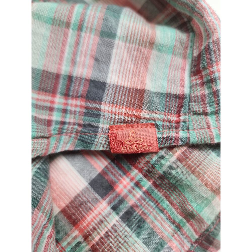 Prana Shirt Womens XL Bora Bay Gina Plaid pink green half button-up western - Picture 11 of 12